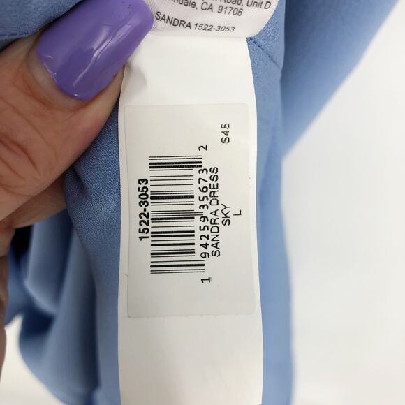 DRESS THE POPULATION Sandra Mermaid Gown Dress Large Sky Blue Stretch Crepe NWT - Picture 13 of 13